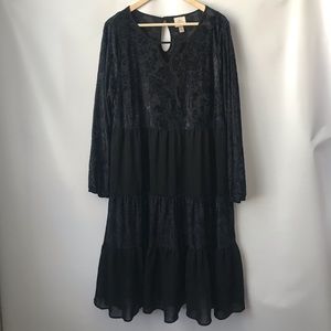 Knox Rose Blue Black Burnout Velvet Dress